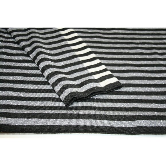 Akris Punto Sweater Womens 10 Silver Black Stripe Wool Blend Designer Luxury - Picture 5 of 8